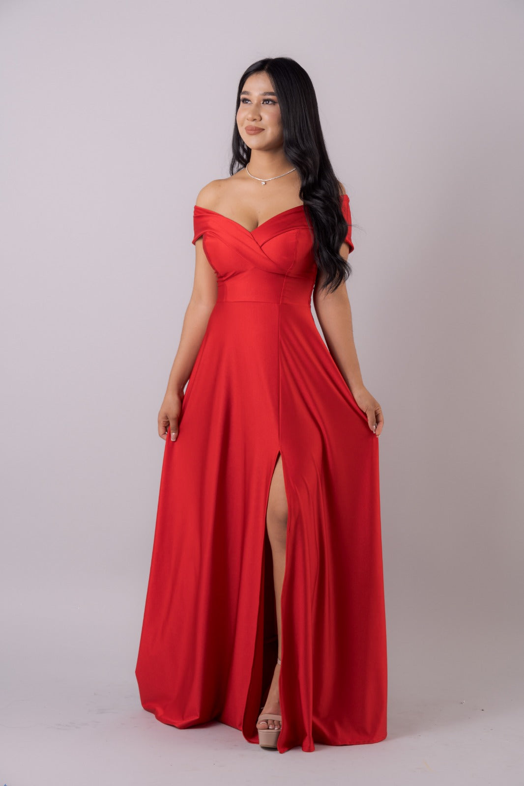 Vestido Largo con Solapa Corte Princesa