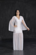 Vestido Largo de Gala Licra con Mangas y Capa Mesh