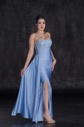 Vestido Elegante Top Lentejuela y Falda Satín