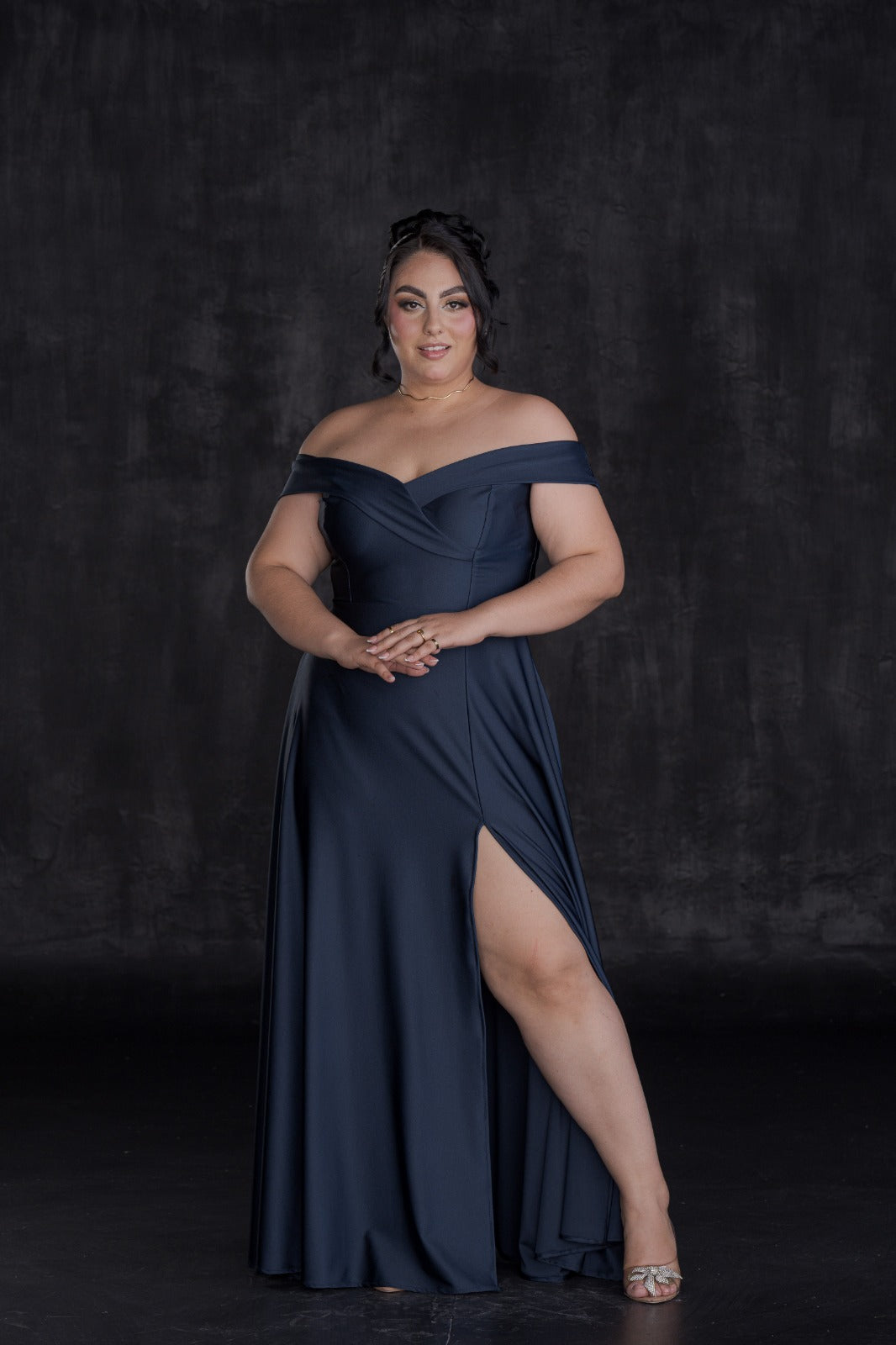Vestido Largo con Solapa Corte Princesa