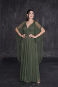 Vestido Largo de Gala Mesh Con Capa