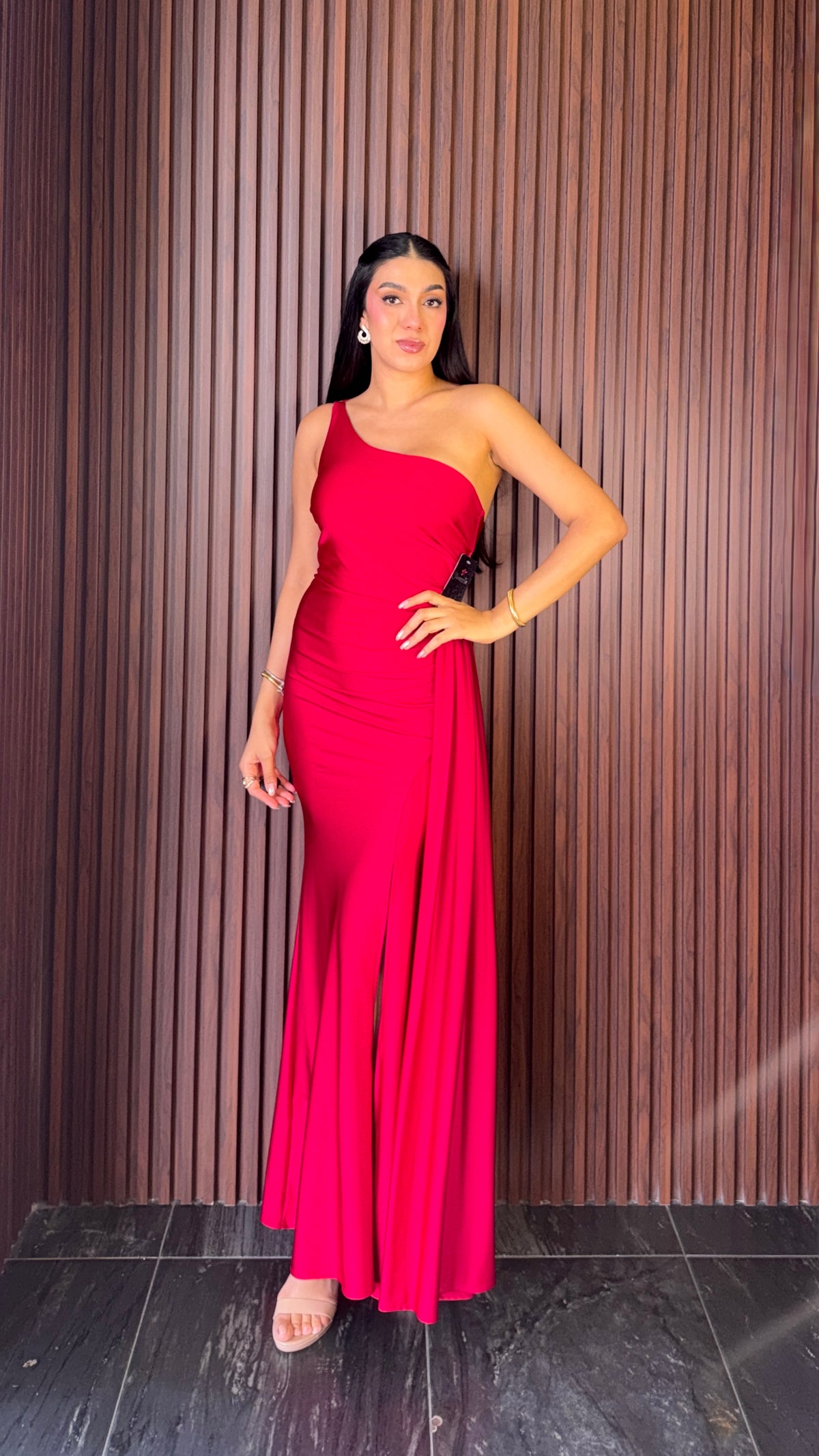 Vestido Largo de Gala Satín Corte Romano