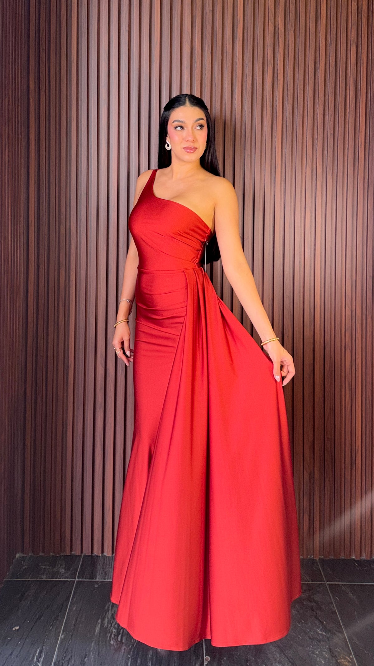 Vestido Largo de Gala Satín Corte Romano